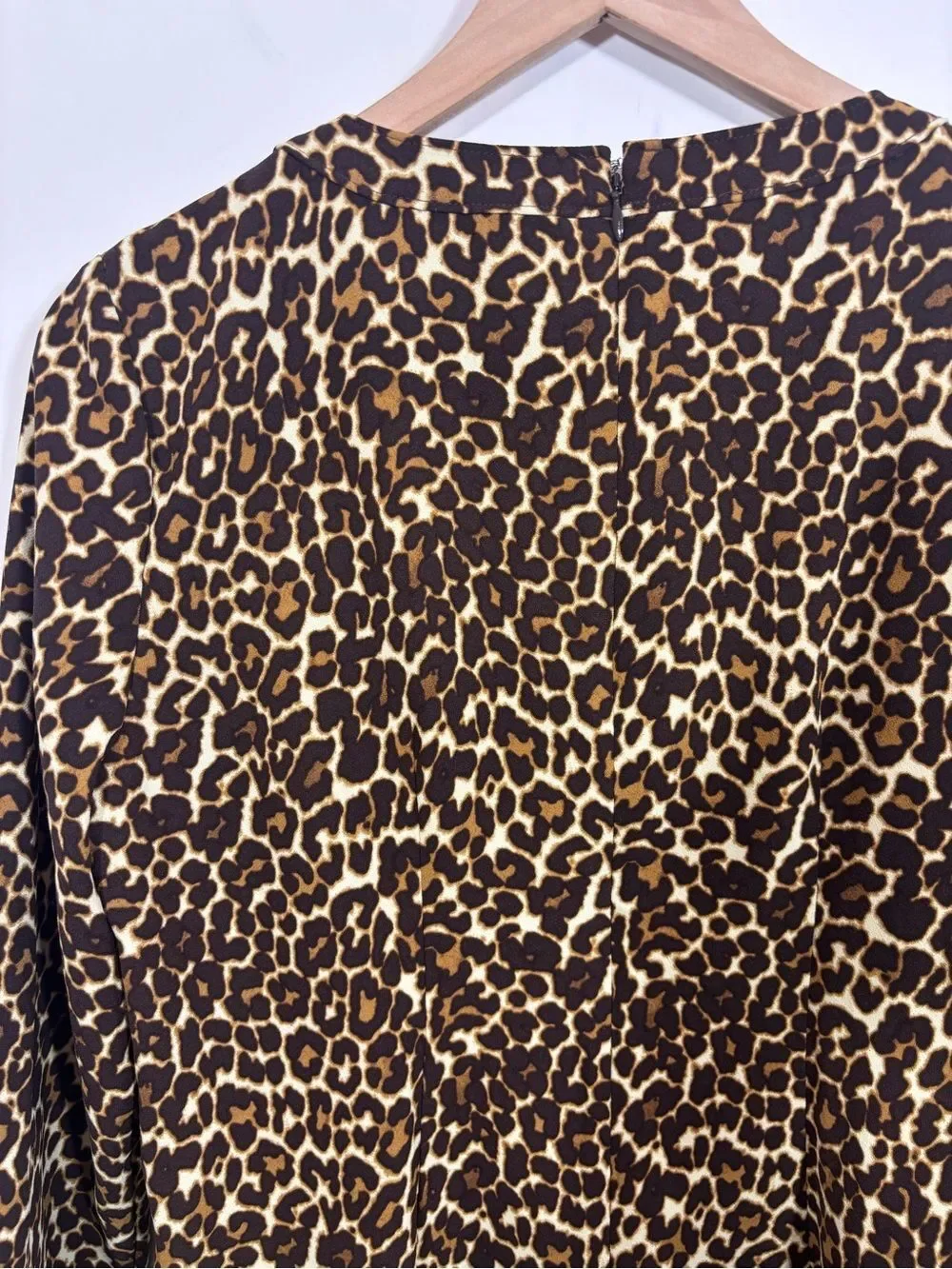 J. Crew Leopard Cheetah Animal Print Shift Dress K2150 Size 8 long sleeve